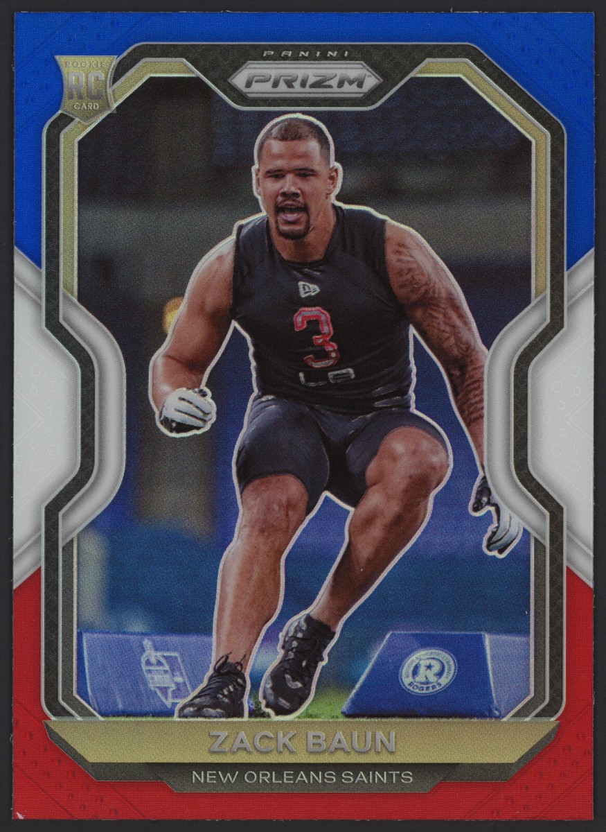 2020 Panini Prizm #387 Zack Baun Red White Blue Saints Rookie RC