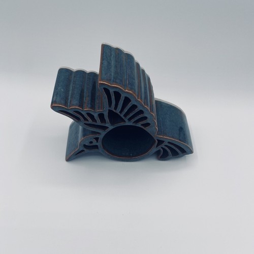 Bay Pottery CandlePots Hummingbird Handcrafted VA/USA Blue Glaze Candle Holder - Picture 3 of 5