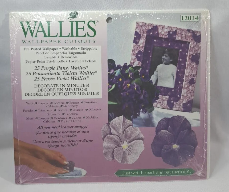 Wallies Wallpaper Cutouts 25 Purple Pansy 12014 Pre-pasted NEW Flowers
