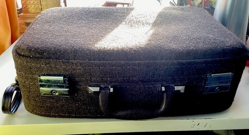 Vtg small Skyway Tweed Suitcase Luggage with Wheels brown - Picture 4 of 8