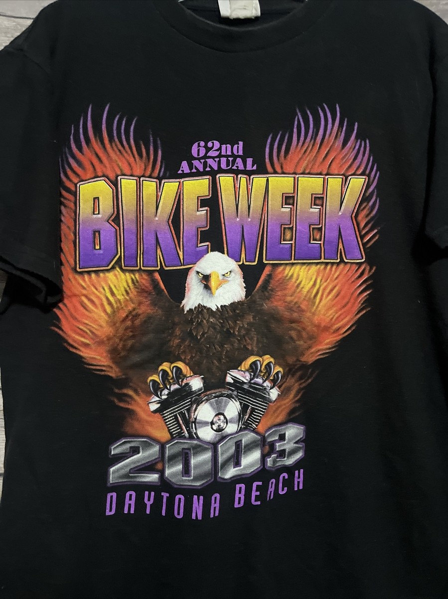 k*e様 00s BIKE WEEK Tシャツ イーグル Daytona Bea Vintage 2003 Harley Daytona Beach Bike Week Eagle Flames T-Shirt