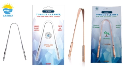 AARNAV Stainless Steel Tongue Cleaner Copper Tongue Scraper Bad Breath Remover OralCare