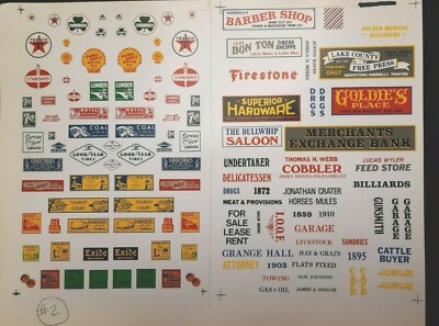 HO SCALE MODEL RAILROAD BUILDING SIGNS SHEET not DECALS SCENERY ...
