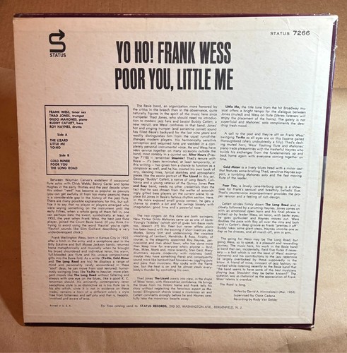 FRANK WESS - Poor You, Little Me ~ STATUS 7266 | 1963 {STEREO VAN GELDER} -NICE - Imagen 2 de 6