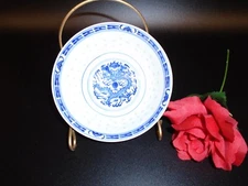Asian Rice Eye Translucent 5" Soup Rice Bowl Blue White Dragon Porcelain Chinese