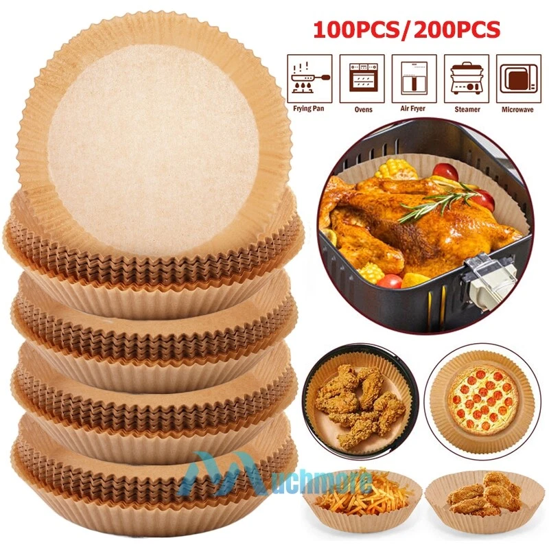 Air Fryer Liners 100/200/400 Pcs Disposable Parchment Paper Liner Non Stick Food Air Fryer Liners 100/200/400 Pcs Disposable Parchment Paper Liner Non Stick Food