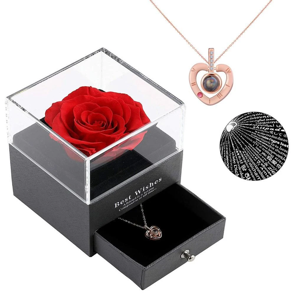 Rose box with on sale necklace
