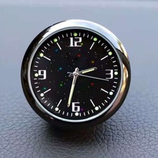 1pc Luminous Diamond Black Quartz Analog Watch Stick On Car Clock Accessories