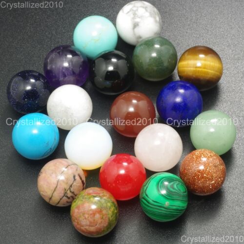 Natural Gemstones Harmony Round Ball Crystal Healing Sphere Rock Stones 16mm - Picture 1 of 28