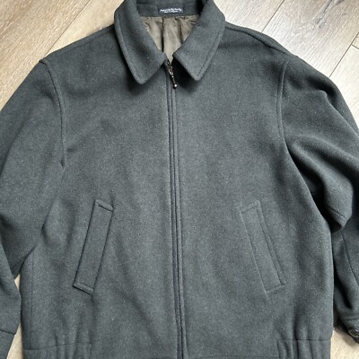 Vintage Wool Blend Bomber Jacket Mens L Black San-Felice Vintage Wool Blend Bomber Jacket Mens L Black San-Felice