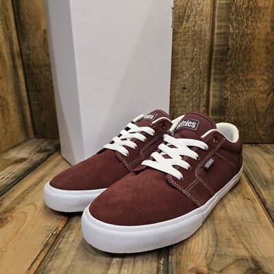 ETNIES BARGE LS SKATE SHOE SNEAKER MAROON NUBUCK MENS US 9 /EU 42 *READ