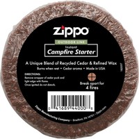 Zippo 44000 Campfire Starter Cedar Puck Compressed Saw Dust & Wax Lights Quickly Zippo 44000 Campfire Starter Cedar Puck Compressed Saw Dust & Wax Lights Quickly