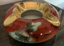Stunning VINTAGE PL LIMOGES Ashtray Red GOLD GILDING STAMPED FRANCE