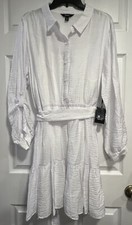Womens Simply Vera Wang white tiered mini shirt dress ~ Size XXL