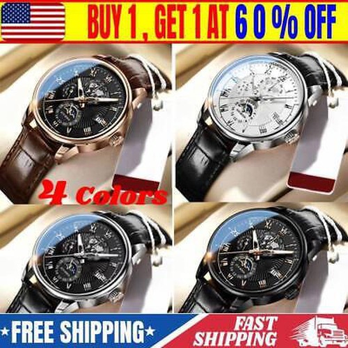 Herren, Uhr Leder Wasserdicht Hintergrundbeleuchtung Herren Quarz Armbanduhr Luxus Herrenuhr