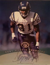 Tony Martin San Diego Chargers Football Leaf Autograph 8x10 Mesa State Certified