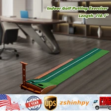 Indoor Golf Putting Green Practice Mat Exerciser W/Auto Ball Return Training Aid