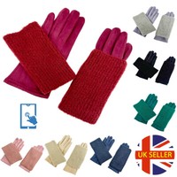 Women Gloves Ladies Knitted Gloves Mittens Twin Set Fingerless Warm Soft Winter