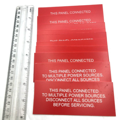 Engraved Electrical Label Lot of 10 Panel Connected Multiple Power Sources