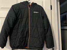 Jacket Boys Sz L 14/16 Timberland Insulated Puff Black/Orange w/Hoodie