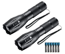 Super-Bright 90000LM LED 2pack Tactical Flashlight 5Modes 6Pack Batteries with