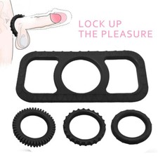 4PCS Reusable Silicone Penis Sleeve Male Ejaculation Delay Ring Set For Men-MALE