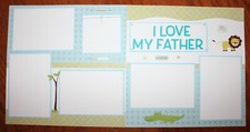 Baby boy scrapbook pages, 2 each 12 x 12 handmade assembled Baby and Father page