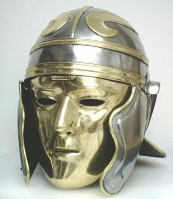 18G Medieval SCA LARP Roman Gallic/Centurian Helmet With MAN FACE PLATE UH346 - image 1 of 3
