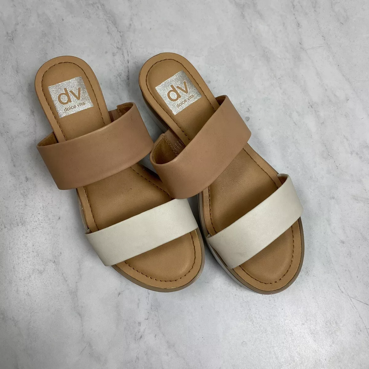 DV Dolce Vita Nilo Platform Double Strap Slides Slip On Sandals Size 5.5 NWOT