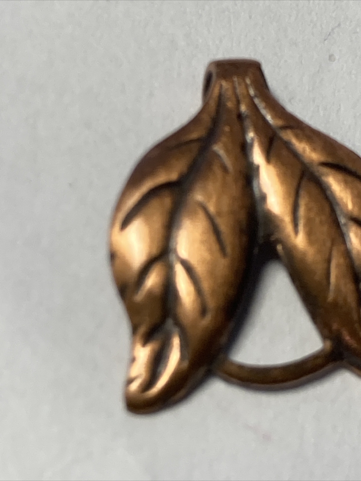 Solid Copper Leaf Leaves small .68" Pendant no ch… - image 2