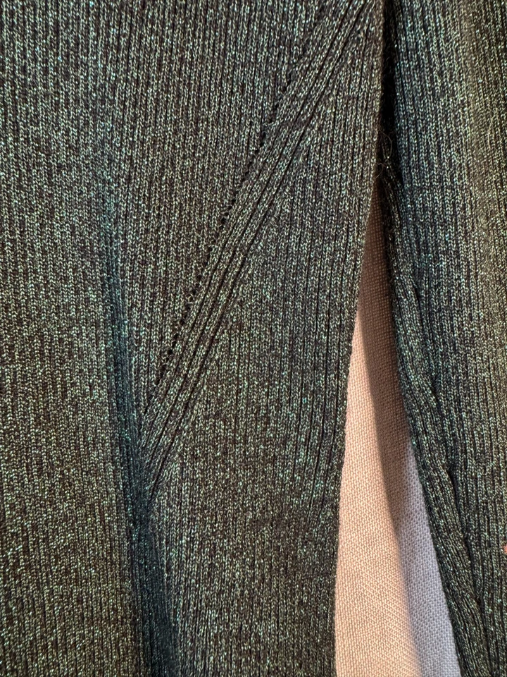 Suéter DVF Diane Von Furstenberg Cuello Simulado M Verde Metálico Mezcla de Lana Merino Foto 4 de 4