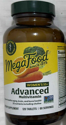 MEGA FOOD WOMENS 55+ADVANCED MULTIVITAMIN. 120 CT SERVING EXP2026+ NEW SHIPPING