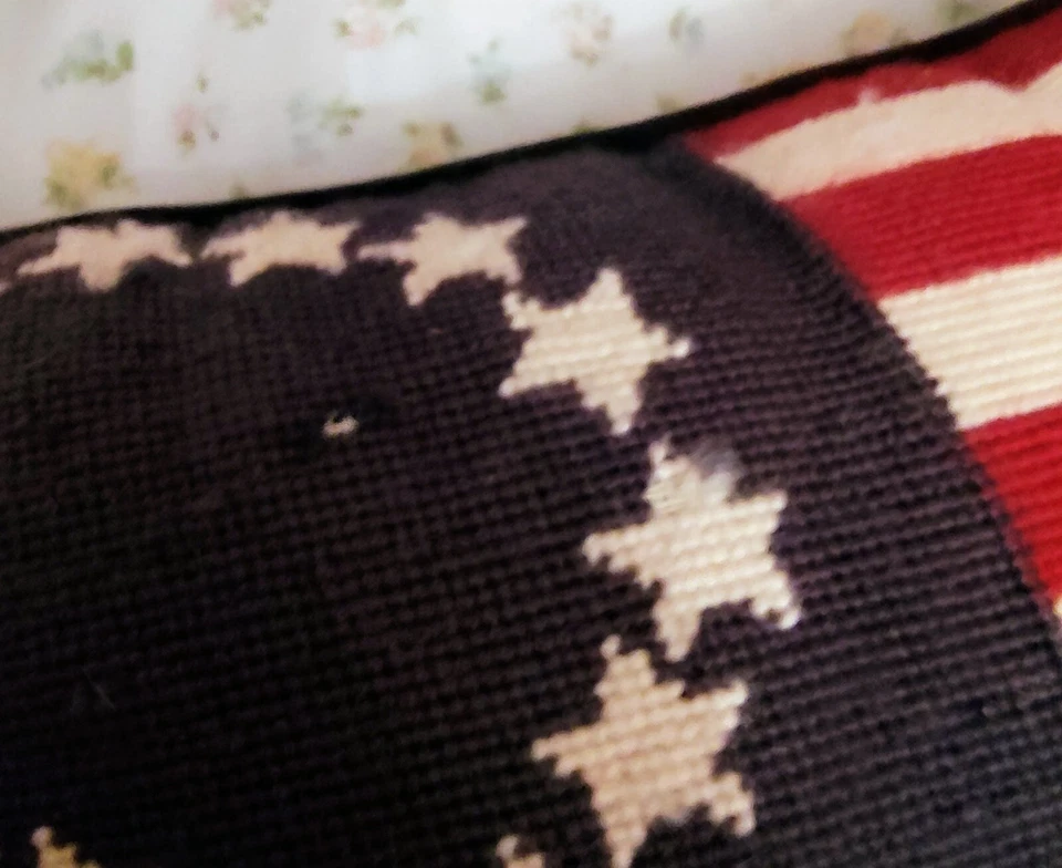 Primitive Throw PILLOW USA Folk Art Americana USA American FLAG 15"x 9", 9"X 5"  - Image 3 of 4