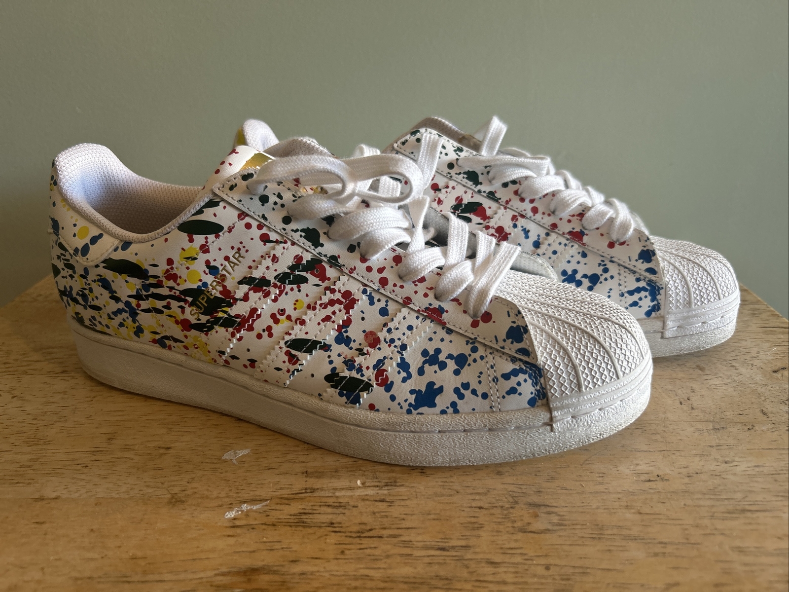 Adidas Originals SuperStar Color Paint Splatter Shoes… Gem