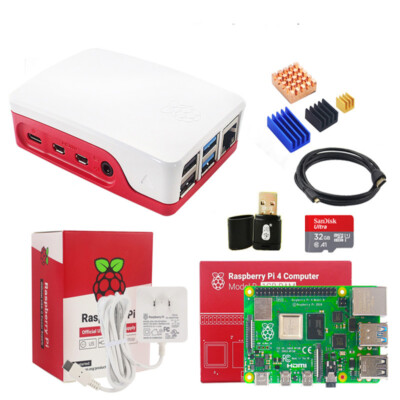 Raspberry Pi 4 Model B 2GB/4GB Starter Kit Official Case PSU 32GB SD Card