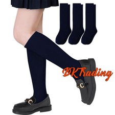 3-12 Girls Knee High Socks Seamless Boy School Uniform Socks Soccer Navy Socks