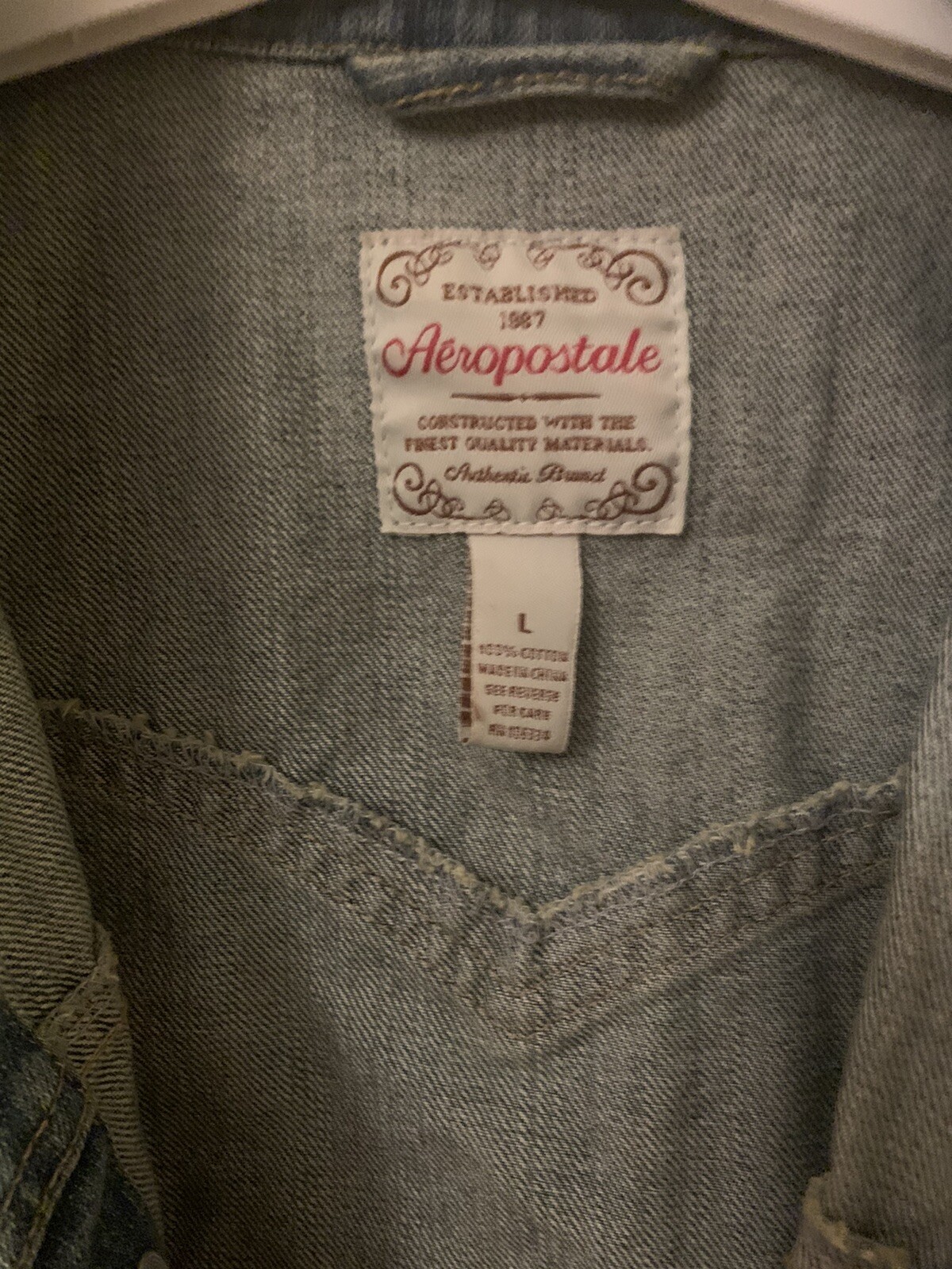 Aeropostale Jacket L Large Blue Basic Trucker Lon… - image 2