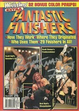 AM118  Bret Hart Razor Ramon Scott Steiner   signed Wrestling Magazine  w/COA