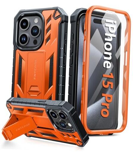 for iPhone 15 Pro Case: Military Grade Drop Proof Rugged Protective Orange