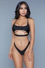 sexy BE WICKED cutout BUST underboob TOP high WAISTED thong BOTTOMS bikini SWIM