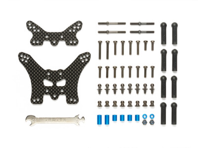 Tamiya 54754 RC Buggy TT-02B Front & Rear Carbon Shock Tower