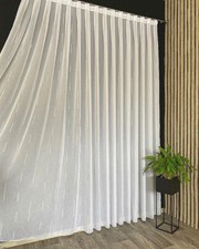 Gardine Store Leinen Look Strich-Design Weiß-Silber Faltenband Bleiband NACH MAß