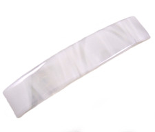 Fused GLASS Hair BARRETTE 3.5" 90mm Off-WHITE Cream Stained Glass Streaked Swirl