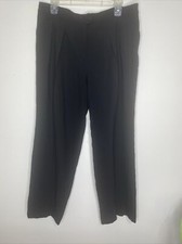 Oscar De La Renta Wool Crepe Pants Black Sz 12 Lined Made in Italy Trousers