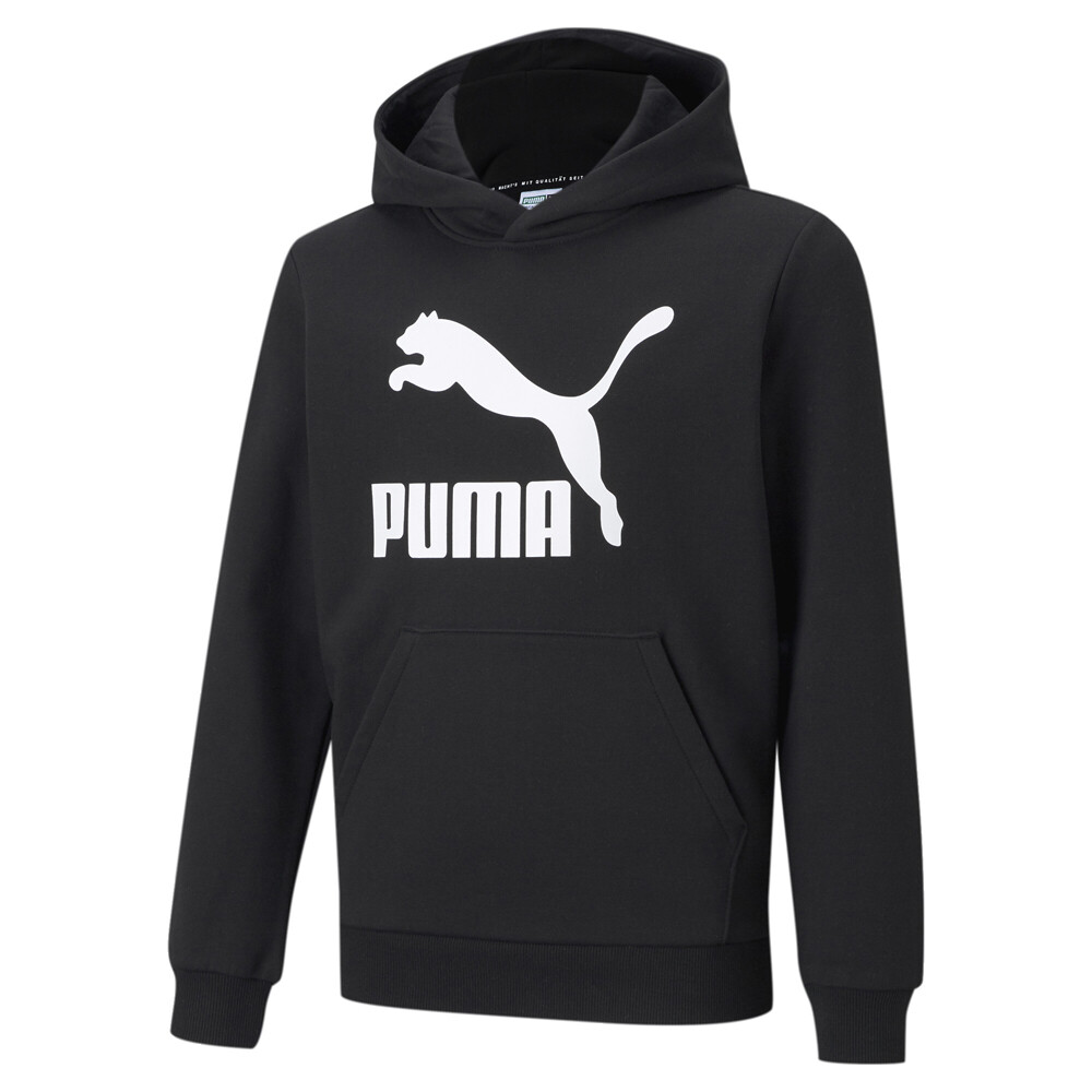 Пуловер с логотипом Puma Classics, толстовка с капюшоном для мальчиков, черная повседневная верхняя одежда 53011601