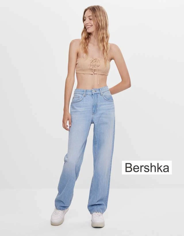 Bershka Straight leg jeans - light blue denim/light-blue denim 