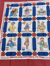 Cotton Fabric Panel Vintage Daisy Kingdom "WHY ARE TEDDY BEARS SEW LOVABLE"