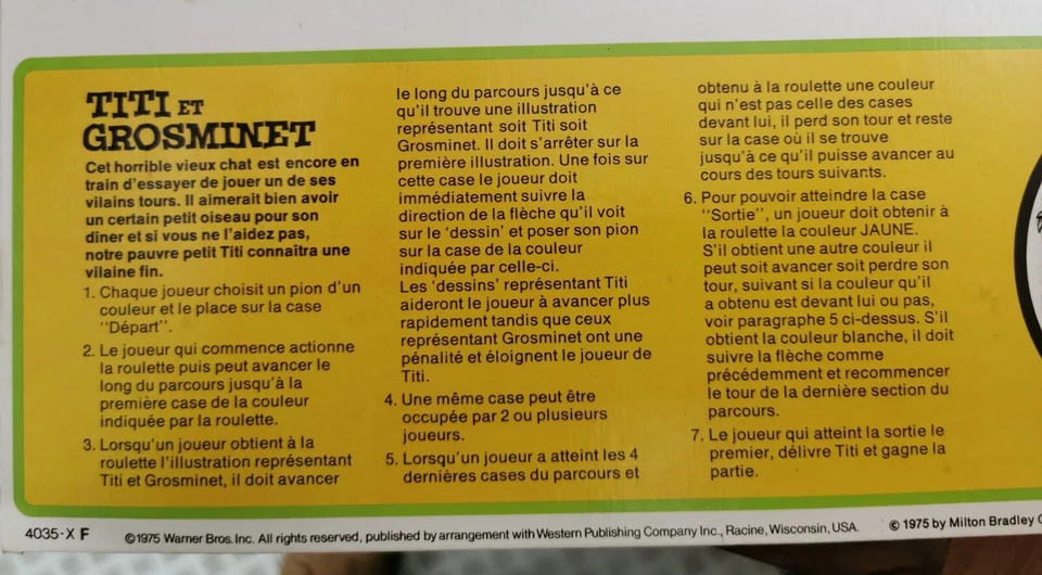 JEU DE SOCIETE " TITI ET GROMINET " PAR MB 1975 VINTAGE COLLECTION TRES RARE - Photo 4/4