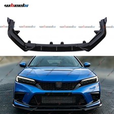 For 2022-2024 Honda Civic 11th Front Bumper Lip Spoiler Splitter Kit Gloss Black