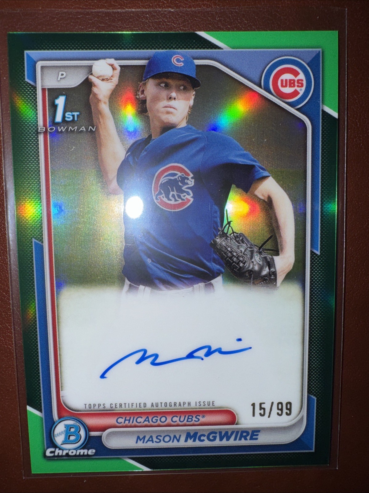 2024 MASON MCGWIRE 1st Bowman Chrome Autograph Auto Green Refractor Rookie #/99